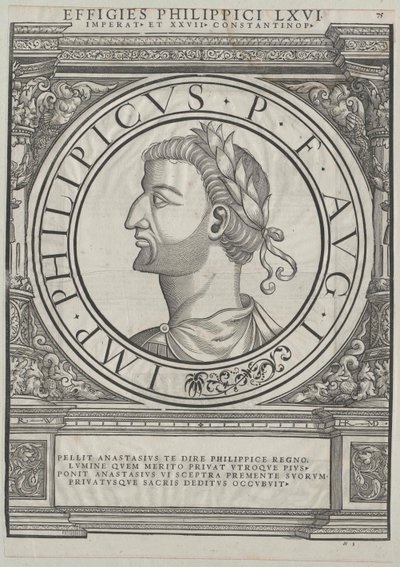 Cesarz wschodniorzymski Philippikos Bardanes (druk) autorstwa Rudolph Wyssenbach