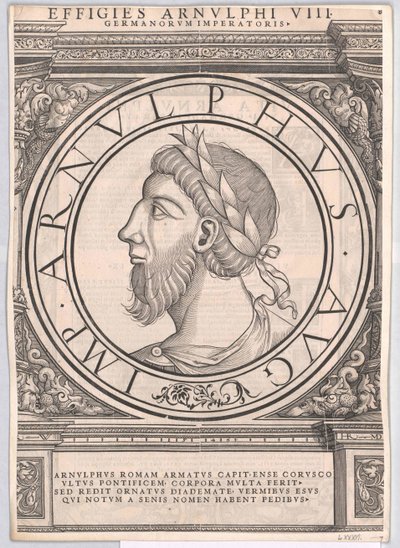 Rzymski cesarz wschodniofrankijski Arnulf (druk) autorstwa Rudolph Wyssenbach