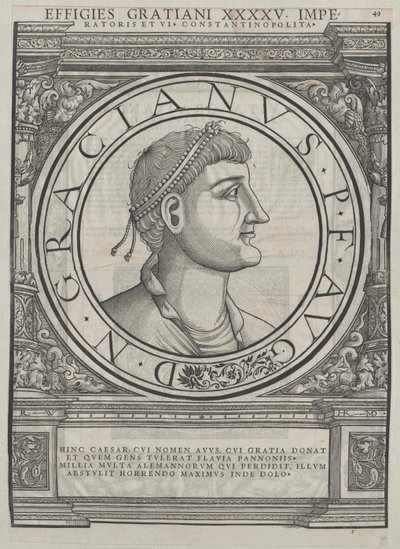 Cesarz rzymski Gratianus (druk) autorstwa Rudolph Wyssenbach