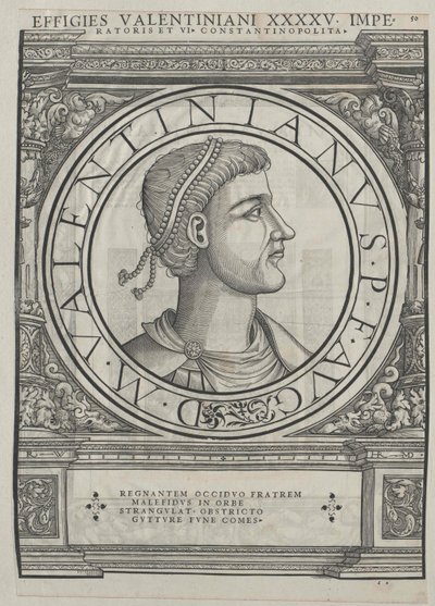 Cesarz rzymski Walentynian II (druk) autorstwa Rudolph Wyssenbach