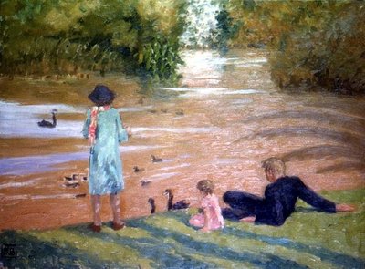 Karmienie łabędzi autorstwa Rupert Charles Wolston Bunny