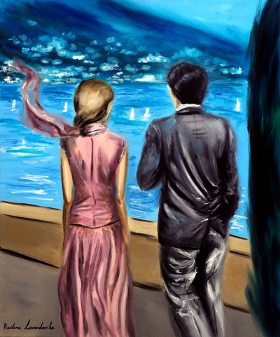 Spacer po jeziorze Como, 2025 (olej na płótnie) autorstwa Ruslana Levandovska