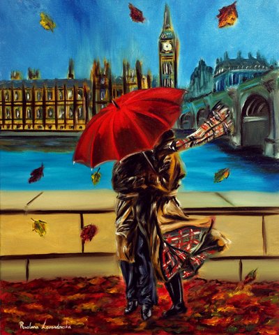 London Embrace, 2025 (olej na płótnie) autorstwa Ruslana Levandovska