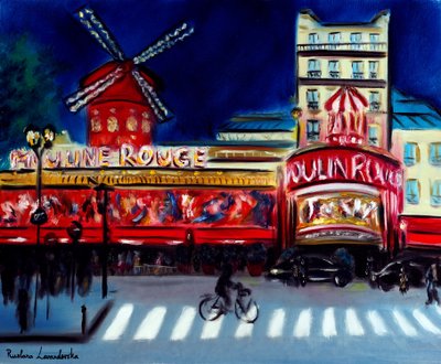 Moulin Rouge Evening Paris, 2024 (olej na płótnie) autorstwa Ruslana Levandovska