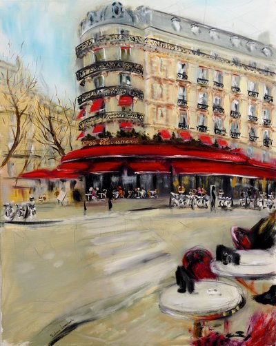 Paryski browar Cafe Triadou Haussmann, 2021 (olej na płótnie) autorstwa Ruslana Levandovska