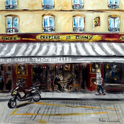 Parisian Creperie, 2022 (olej na płótnie) autorstwa Ruslana Levandovska