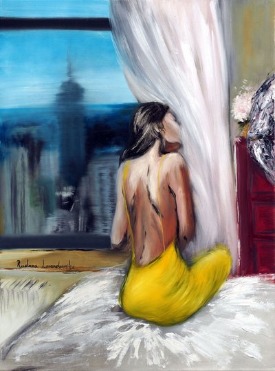 Pillow Talk, 2022 (olej na płótnie) autorstwa Ruslana Levandovska