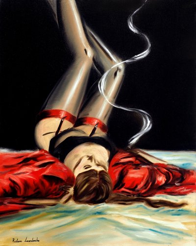 Sultry Scarlet, 2025 (olej na płótnie) autorstwa Ruslana Levandovska