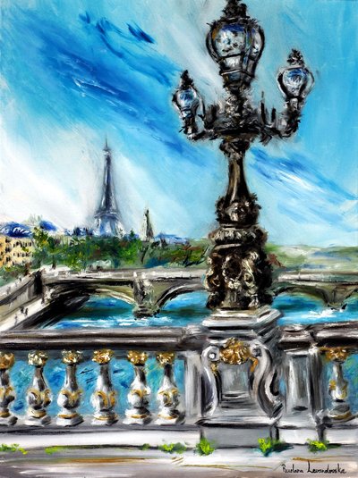 Pont Alexandre III w Paryżu, 2022 r. (olej na płótnie) autorstwa Ruslana Levandovska