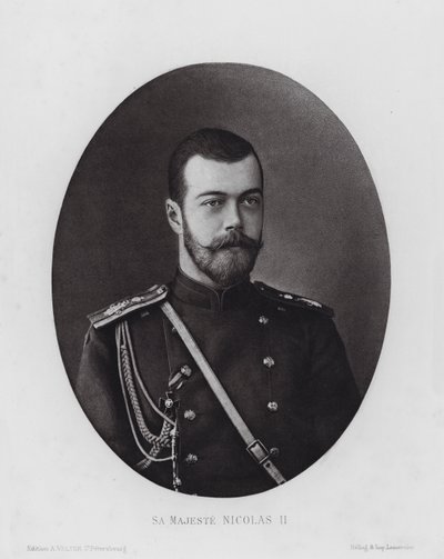 LArmee Russe: Sa Majeste Nicolas II (b/w photo) autorstwa Russian Photographer (after)