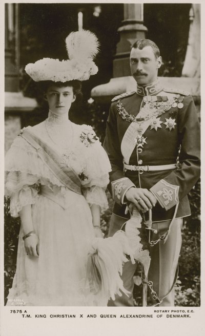 Król Christian X i królowa Aleksandryna Danii (zdjęcie czarno-białe) autorstwa Russian Photographer