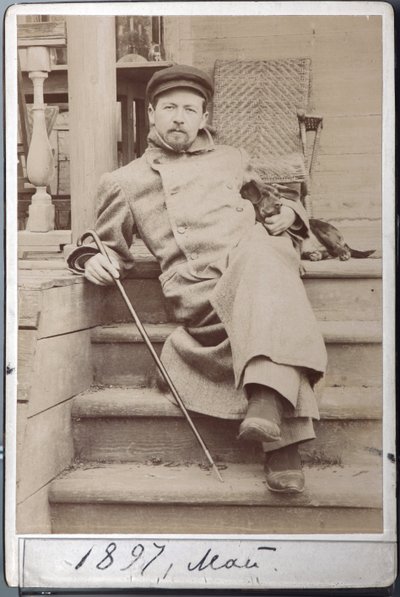 Portret de Antona Czechowa z Herdog Hiną w maju 1896 w Melikhov, T. Chekhov Estate (zdjęcie albumu) autorstwa Russian Photographer