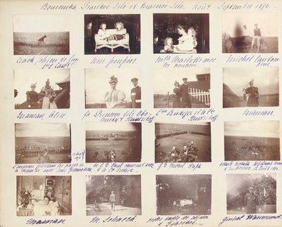 Rosyjska rodzina cesarska, strona z albumu fotograficznego, ok. 1897-99 (zdjęcie czarno-białe) (zob. także 487673-80) autorstwa Russian Photographer
