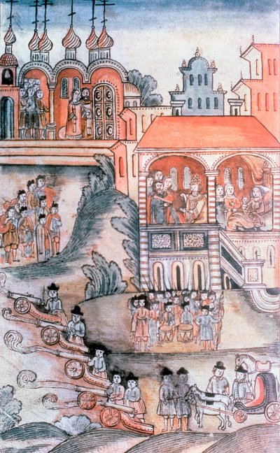 Obchody urodzin Piotra I (1672-1725) Rosji autorstwa Russian School