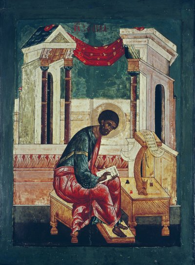 Ikona św. Łukasza Ewangelisty (tempera na desce) autorstwa Russian School