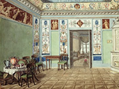 Neoklasyczna sala śniadaniowa etruska, 1820 (wc na papierze) autorstwa Russian School