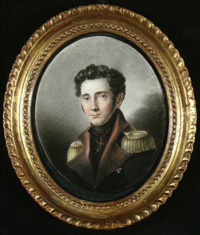 Portret rosyjskiego oficera, 1818 (wc na papierze) autorstwa Russian School