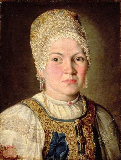 Portret kobiety w rosyjskim stroju, 1769 autorstwa Russian School