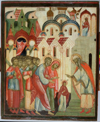 Ofiarowanie Matki Boskiej w Świątyni (tempera na panelu) autorstwa Russian School