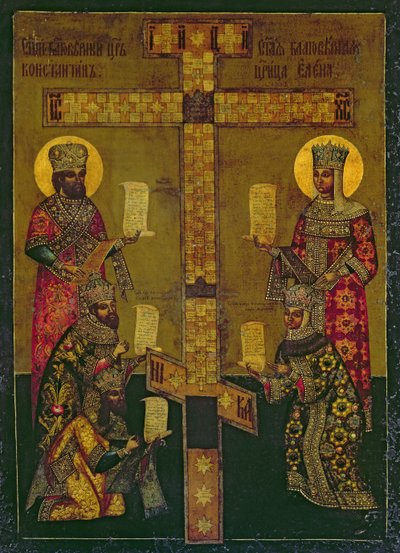 Św. Konstantyn i Św. Helena (panel) autorstwa Russian School