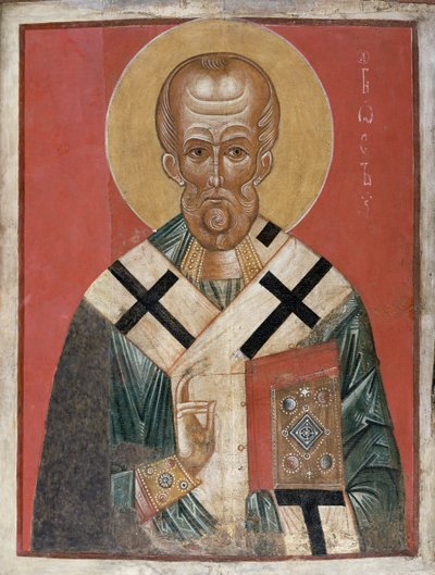 Św. Mikołaj, szkoła nowogrodzka, ok. 1300 (tempera na gesso) autorstwa Russian School