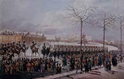 Powstanie dekabrystów na Placu Senackim w Petersburgu 14 grudnia 1825 r. (wc na papierze) autorstwa Russian School