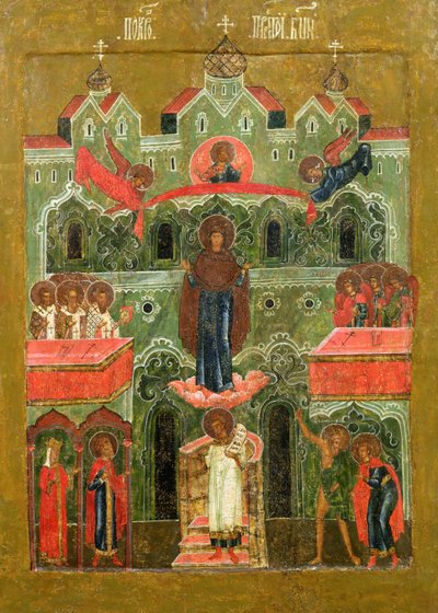 Pokrov (Wstawiennictwo Matki Bożej) (tempera na panelu) autorstwa Russian School