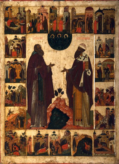 Święty Cyryl Jeziora Białego i Święty Cyryl Aleksandryjski, druga połowa XVIII wieku. autorstwa Russian icon.
