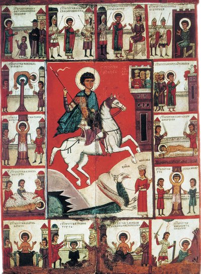 Święty Jerzy ze scenami z jego życia, XIV wiek. autorstwa Russian icon.