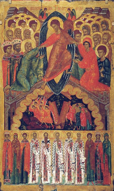Zejście do piekła z wybranymi świętymi, koniec XV wieku. autorstwa Russian icon.