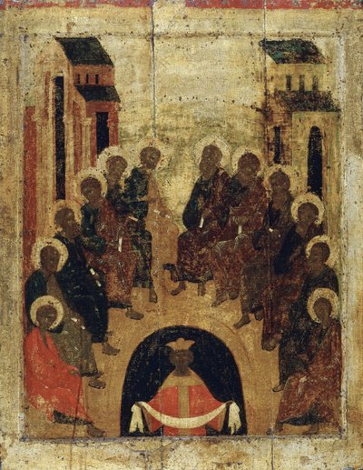 Zstąpienie Ducha Świętego na Apostołów, ok. 1410. autorstwa Russian icon.