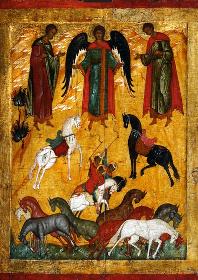 Cud Florusa i Laurusa, początek XVI wieku. autorstwa Russian icon.