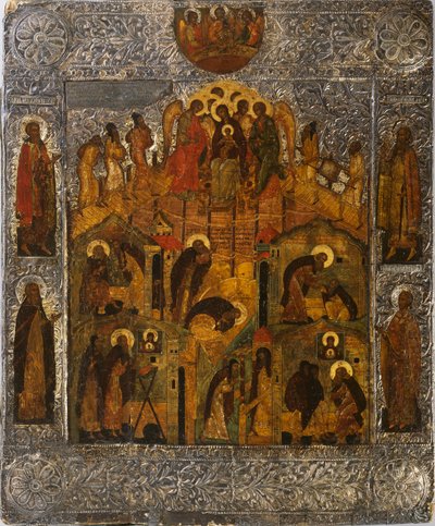 Objawienie Najświętszej Maryi Panny św. Aleksandrowi Świrskiemu, XVII wiek. autorstwa Russian icon.