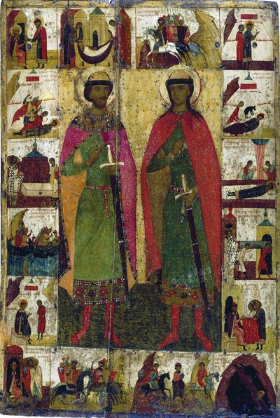Święci Borys i Gleb”, XIV wiek. autorstwa Russian icon.