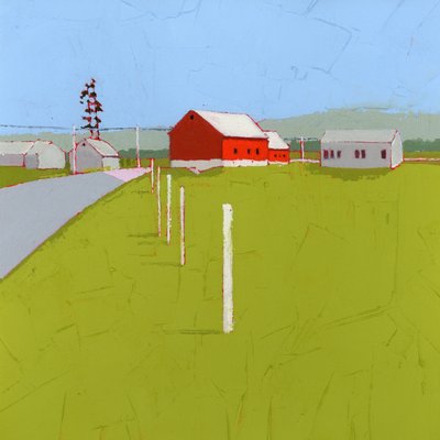 Round the Bend, 2025 (akryl na drewnianym panelu) autorstwa Ruth Lague