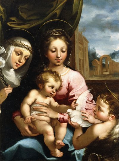 Madonna z Dzieciątkiem z Dzieciątkiem Św. Jan Chrzciciel i Św. Katarzyna ze Sieny, ok. 1597-1612 autorstwa Rutilio Manetti