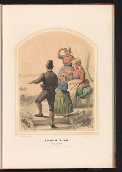 Tradycyjny strój Noord-Beveland w Zelandii, 1857 Prowincja Zelandia. Noord Beveland / XVII (tytuł na obiekcie) autorstwa Ruurt de Vries