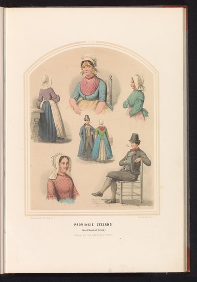 Tradycyjny strój Noord-Beveland w Zelandii, 1857 Prowincja Zelandia. Noord Beveland (Wyspa) / XVIII (tytuł na obiekcie) autorstwa Ruurt de Vries