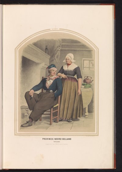 Tradycyjny strój Volendam w północnej Holandii, 1857 Prowincja Holandia Północna. Vollendam / XXXV (tytuł na obiekcie) autorstwa Ruurt de Vries