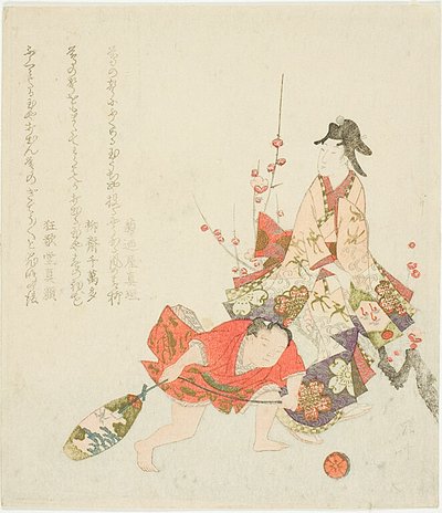 Noworoczne Surimono autorstwa Ryuryukyo Shinsai