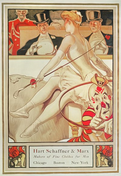 Plakat reklamujący Harta Schaffnera i Marxa, Makers of Fine Clothes for Men, ok. 1925 (kolor lito) i Marksa Makers of Fine Clothes for Men, USA by S.N. Abbott (ur. 1874) ok. 1925 (plakat) autorstwa S.N. Abbott