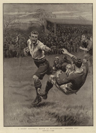 Mecz piłki nożnej rugby w Blackheath, wręczony autorstwa S.T. Dadd