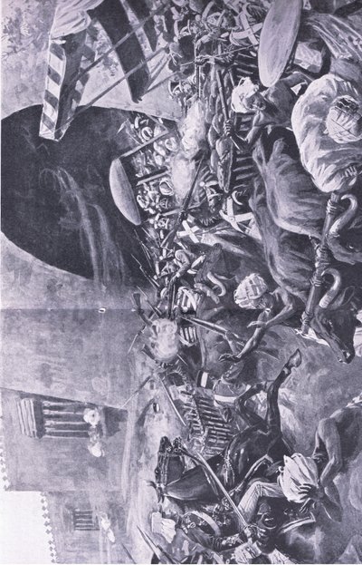 Indyjski bunt: jak walczyli o stłumienie buntu w Hindustanie, ilustracja z brytyjskich bitew na lądzie i morzu, 1915 autorstwa S. Begg