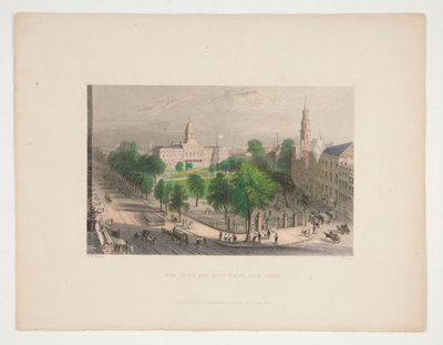 Park i ratusz, Nowy Jork, ilustracja dla Nathaniela Parkera Willisa autorstwa S. Lacey