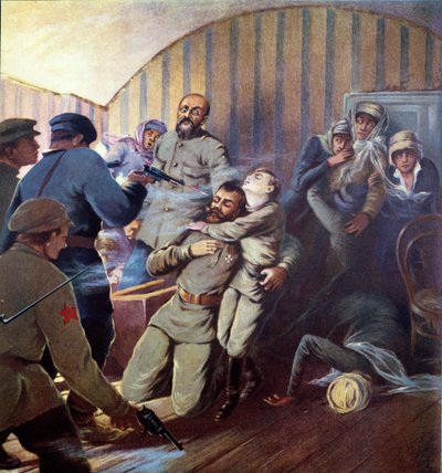 Egzekucja cara Mikołaja II (1868-1918) i jego rodziny w Jekaterynburgu, 17 lipca 1918, z Histoire des Soviets przez H. de Weindel, 1923-24 autorstwa S. Sarmat