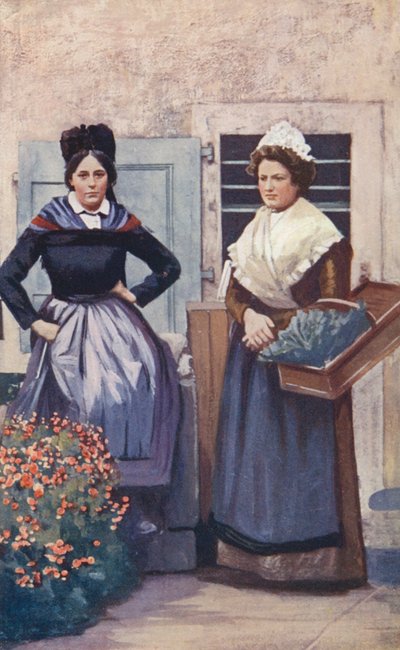 Chłopskie dziewczęta z Causses (kolorowa litografia) autorstwa Sabine Baring Gould