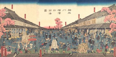 „Nowo otwarty port w Jokohamie w prefekturze Kanagawa”, drugi miesiąc 1860 r. autorstwa Sadahide Utagawa