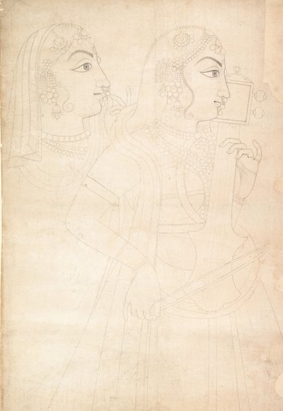 Piosenkarka i Sarinda Player, ca. 1800. autorstwa Sahib Ram
