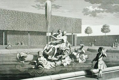Fontanna Neptuna i Tetydy w Belwederze w Wiedniu, rytowana przez Jakoba Gottlieba Thelotta (ok. 1711-75), wydana ok. 1730-40 (rycina) autorstwa Salomon (after) Kleiner