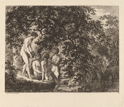 Dziewczyna niosąca kosz owoców, 1770. autorstwa Salomon Gessner